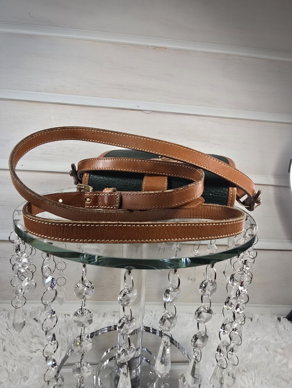 Vintage Dooney & Bourke Green and Tan All weather Leather Crossbody - Picture 9 of 16